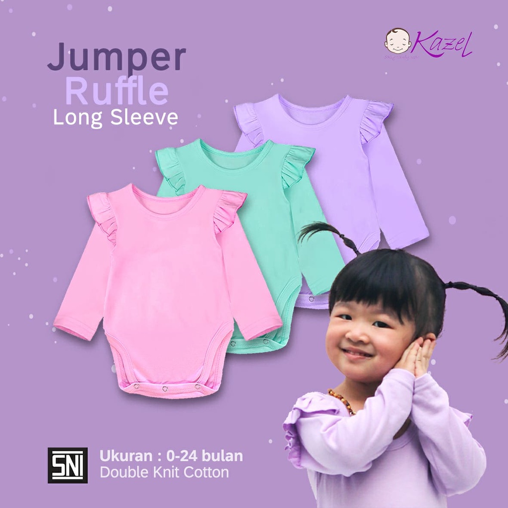 Kazel Ruffle Jumper Long Sleeve - Jumper Anak ISI 3 pcs