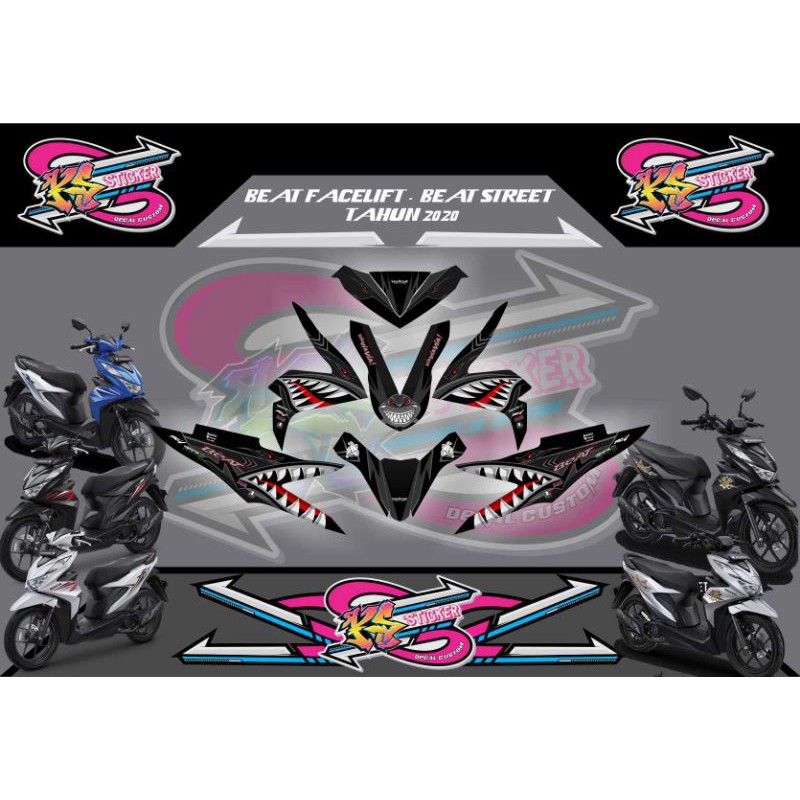 Sticker Decal BeAT Esp BeAT Facelift BeAT Street tahun 2020 shark black