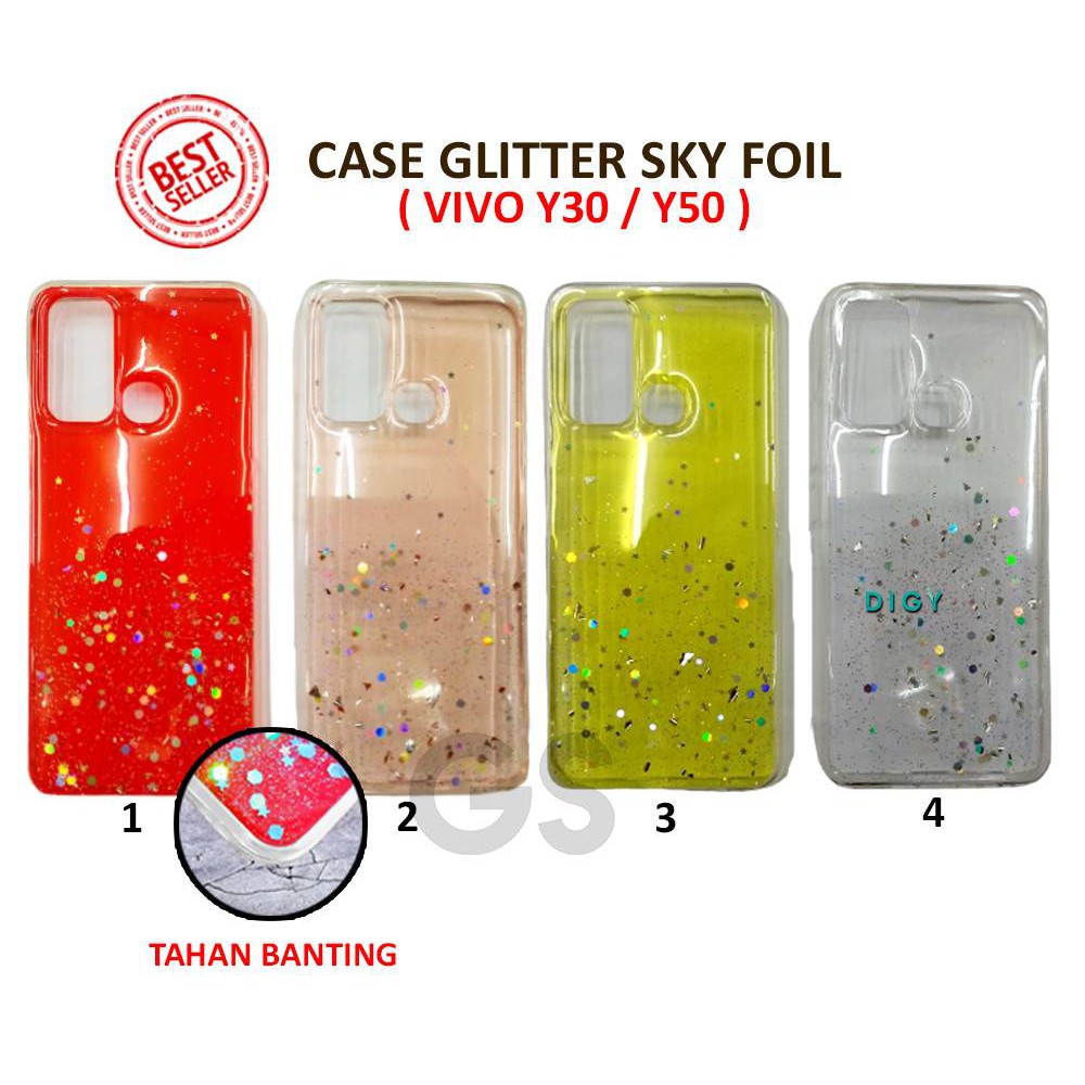 Case Import Vivo Y11 Y91 Y95  Y91C  Sparkly Silver Foil Starry Sky Soft Case