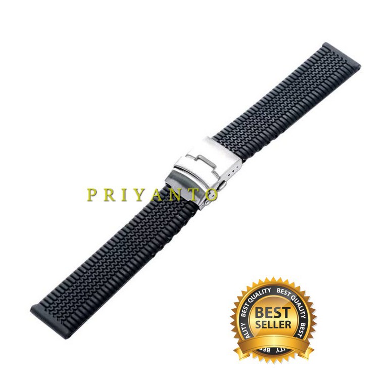 Tali Rubber Strap Jam tangan Watch karet 20 22 24 mm hitam