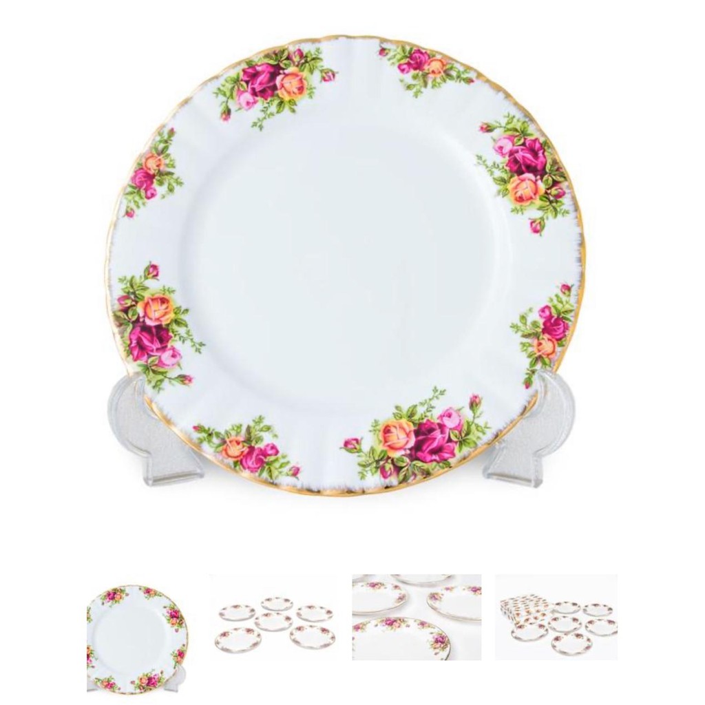 CAPODIMONTE Rose Garden 6PC PLATE 9 1/8" VA SERIES / 10" piring makan deep flat plate