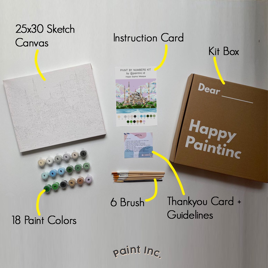 

HJK Paint by Numbers Kit: Mosque Paint Inc. ID Paint by Number Hampers Painting Kit Lebaran