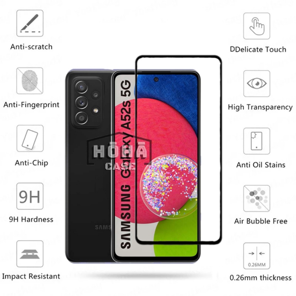 PROMO Tempered Glass SAMSUNG Galaxy A52s Full Layar Screen Guard Protector List Hitam Antigores Kaca