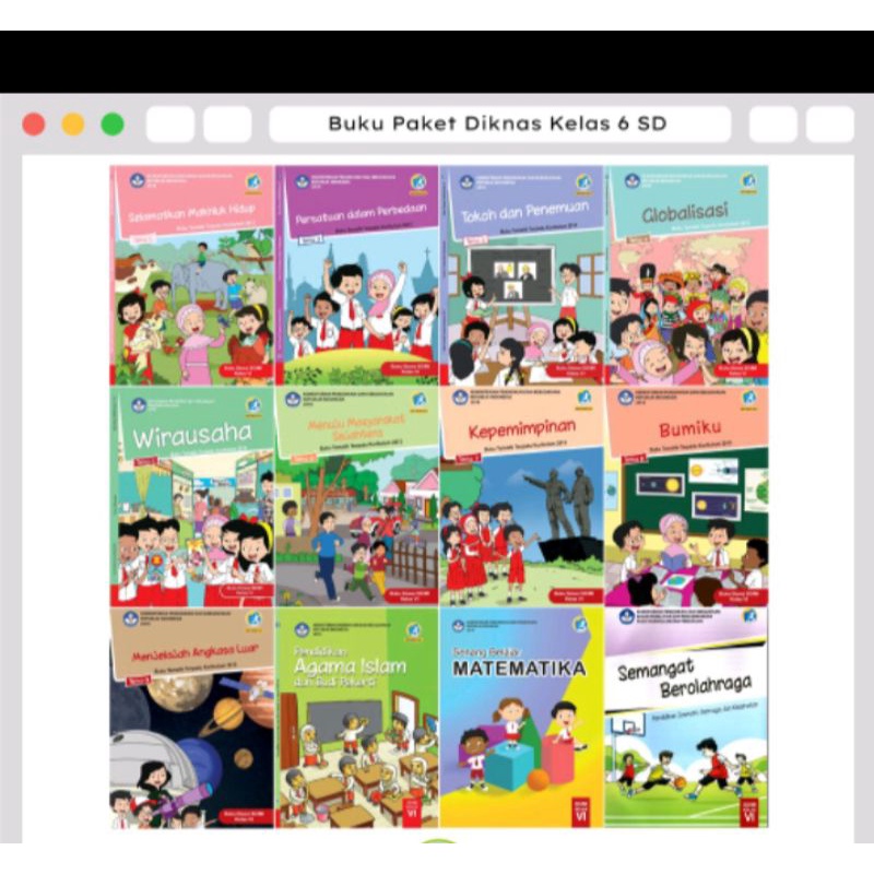 

Buku paket Tematik SD kelas 6 tema 1 2 3 4 5 6 7 8 9 Diknas