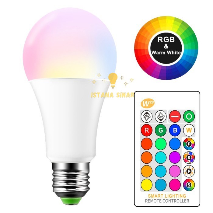 Lampu Smart Bohlam RGBWW E27 + Remot 7 watt RGB Bulb Softbox Bholam Hue Soft box NO BARDI Philips