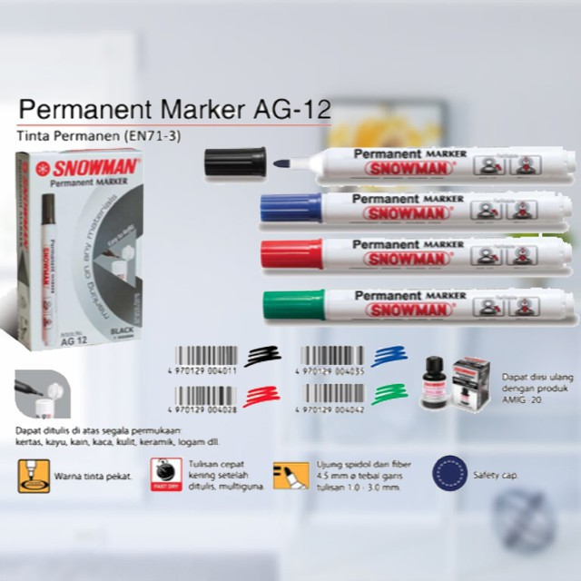 

spidol Snowman Permanet Marker (Acb Berkah Stationery)
