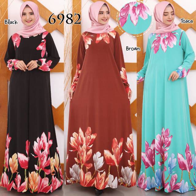 Baju Gamis Wanita Terbaru Gamis Jersey Gamis Jumbo XXL 6982