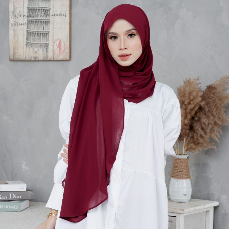 pashmina oval uk 200x75 | hijab malaysia | shawl curve-Marun