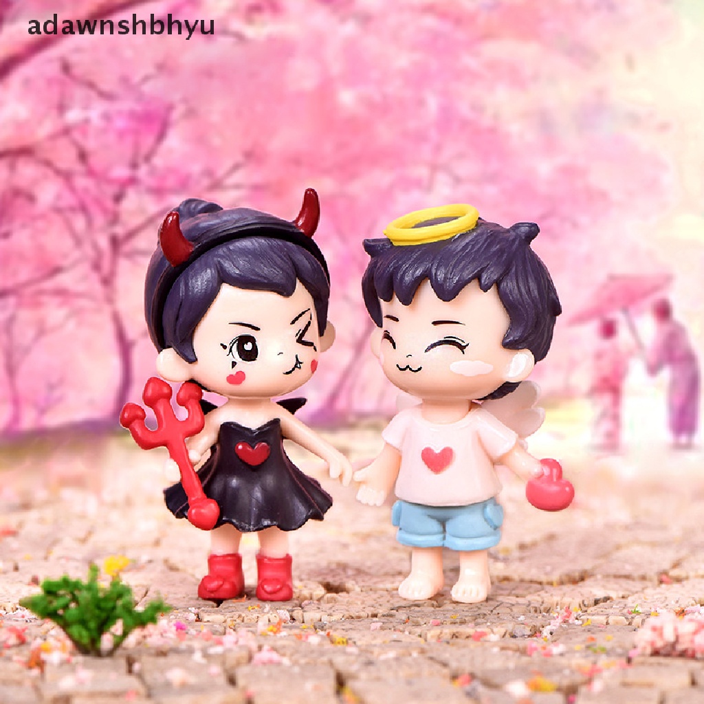 Adawnshbhyu Angel Demon Couple Patung Kecil Patung Kecil Figure Ornamen Miniatur