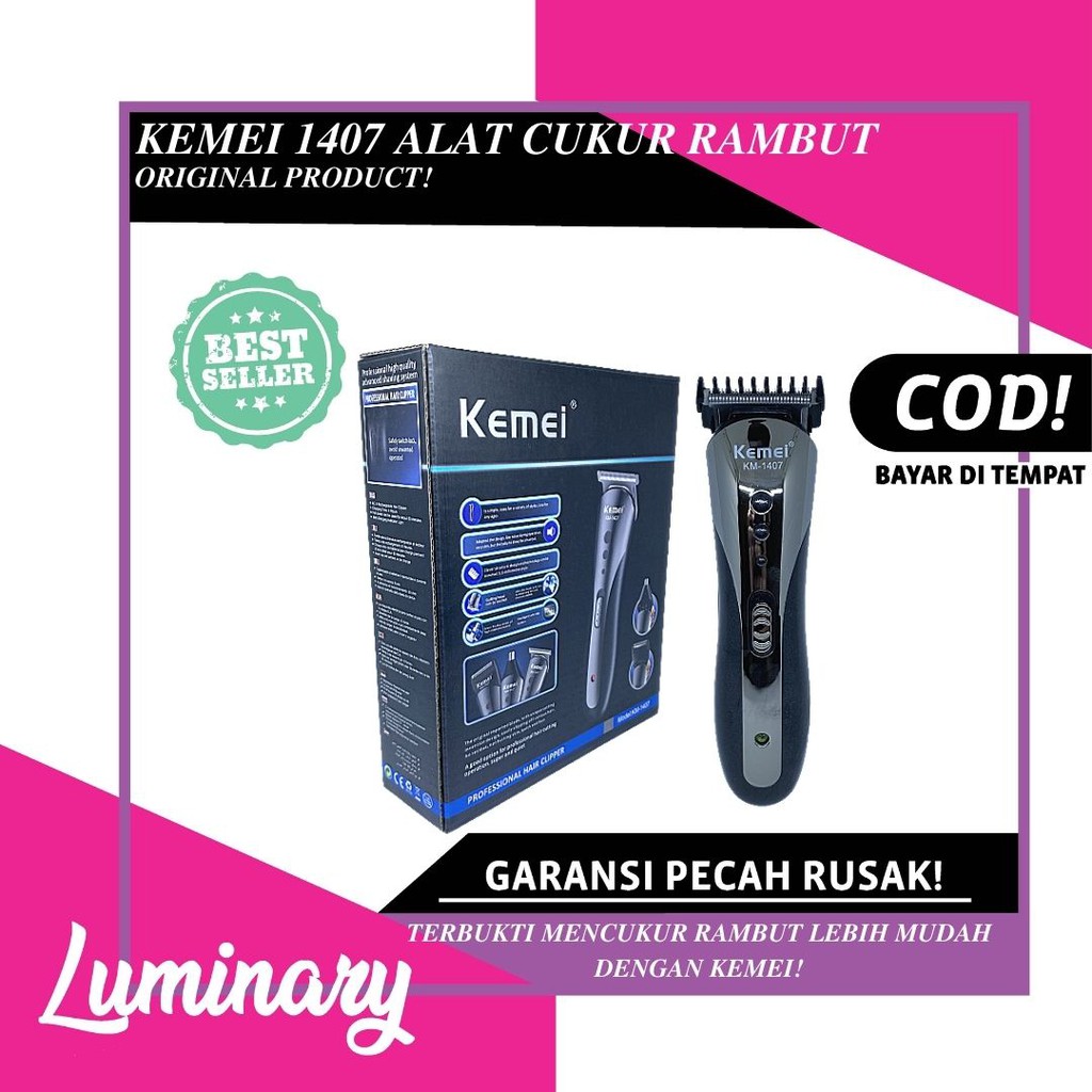 Kemei KM-1407 Alat Cukur Rambut Elektrik Mesin Cukur Rambut Hair Clipper Murah Alat Cukur Jenggot Murah