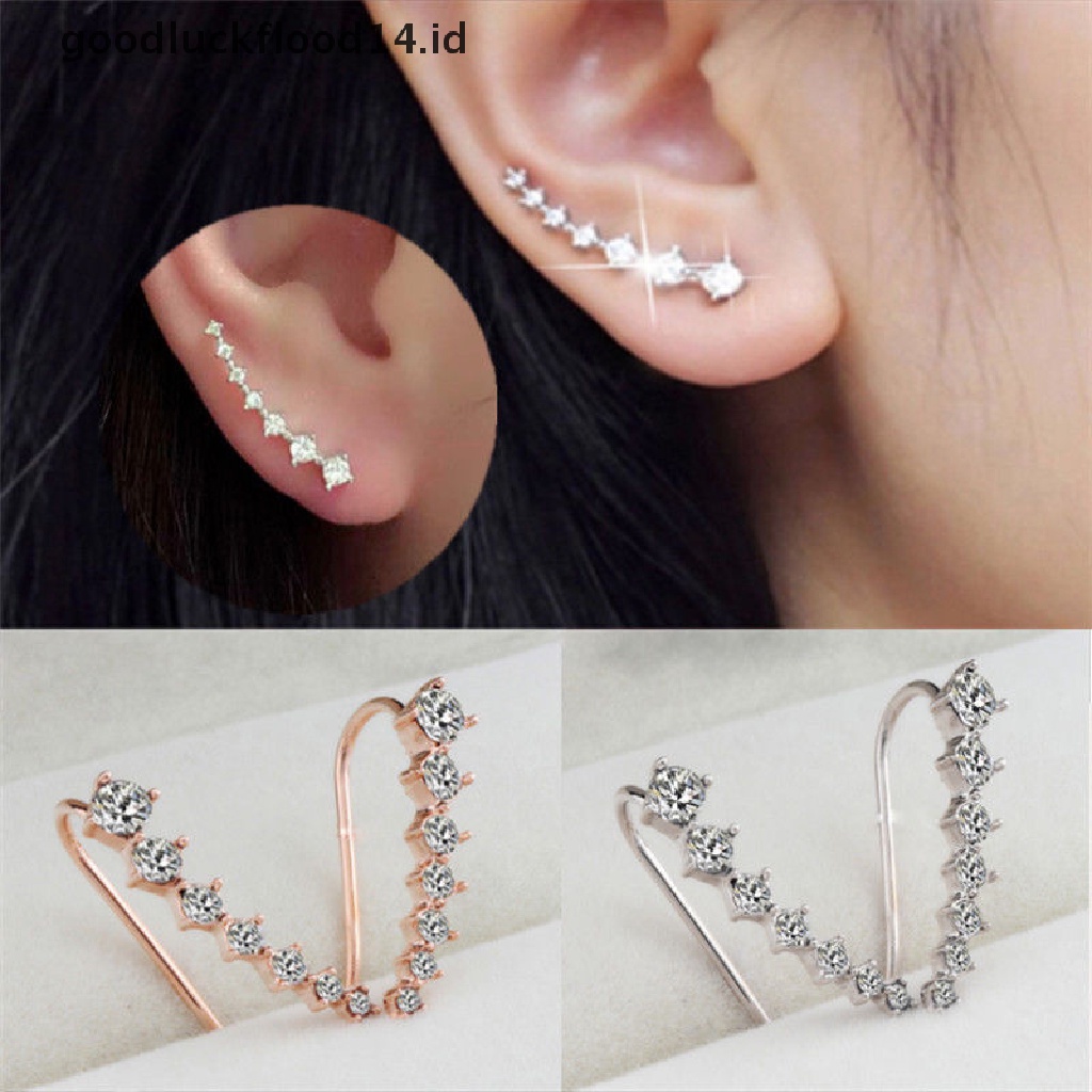[OOID] Women Fashion Rhinestone Silver Crystal Earrings Ear Hook Stud Jewelry Gift ID
