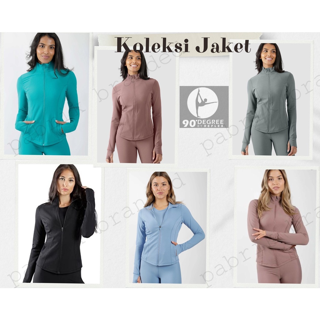 pabrik branded 90 degree by reflex interlink ribbed jacket sport S M L  jaket olahraga wanita jaket 