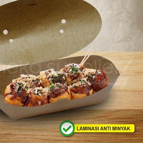 

➢ Kotak Box Dus Tako Boat | KRAFT COKLAT (50 PCS) ♘