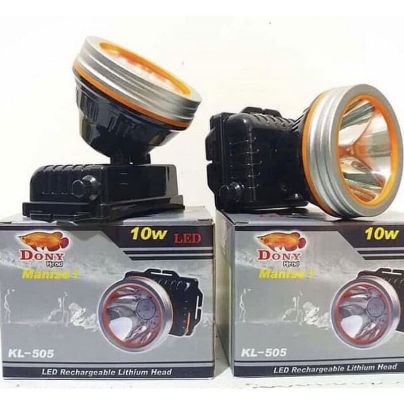 SENTER KEPALA DONY KL 505 ORIGINAL MANISE DIMMER 2 baterai 10watt 10w 10 watt PUTIH KUNING
