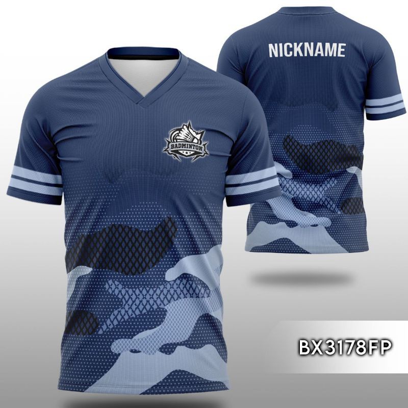 Kaos Jersey Badminton Bulutangkis Custom Free Nickname dongker V neck BX3178FP XXXL