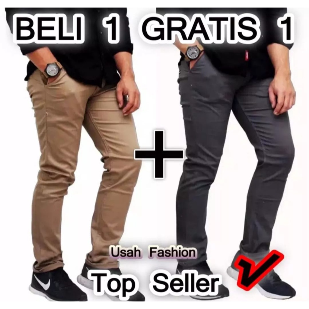 PROMO CELANA PANJANG CHINOS PRIA BELI 1 GRATIS 1