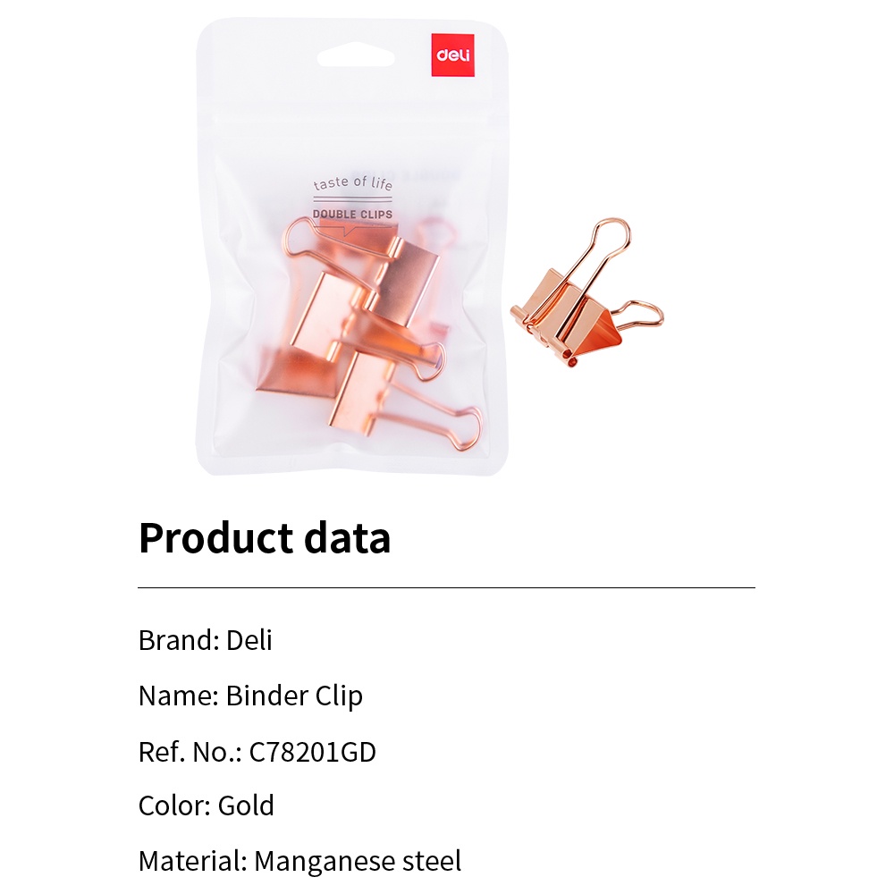 Deli Office Binder Clip / Penjepit Rose Gold Isi 12 / 25pcs 78200 78201