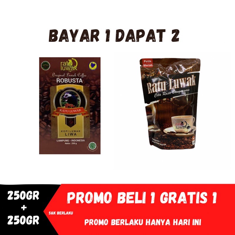 

PROMO KOPI LUWAK ASLI (ROBUSTA) 250GR I COFFE LUWAK (ROBUSTA) ORIGINAL 100%