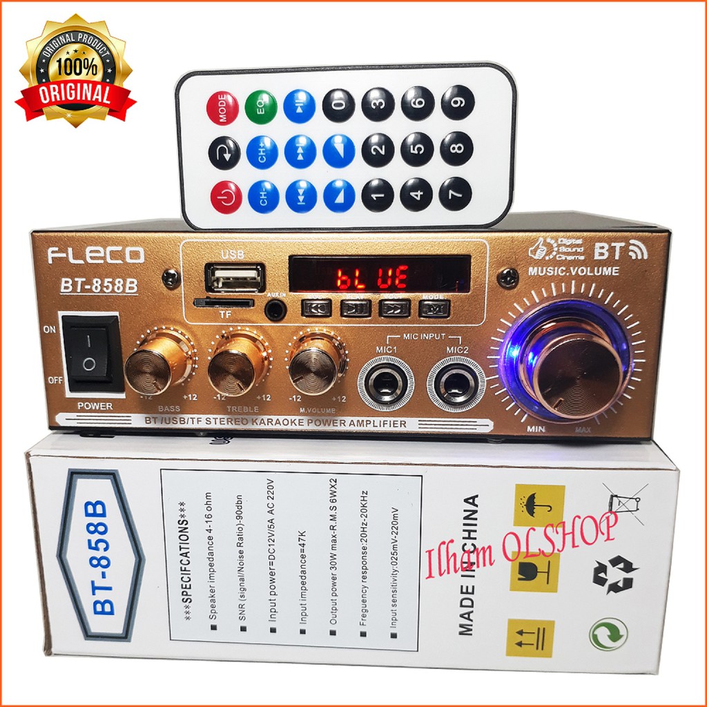 Fleco Amplifier Bluetooth Mini BT-858B Stereo Karaoke