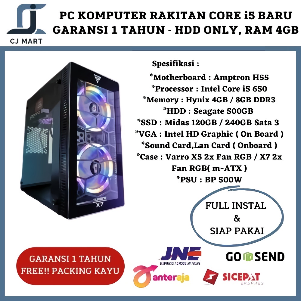 PC / CPU / KOMPUTER RAKITAN CORE i5 BARU GARANSI 1 TAHUN - SSD 120GB ONLY, RAM 8GB