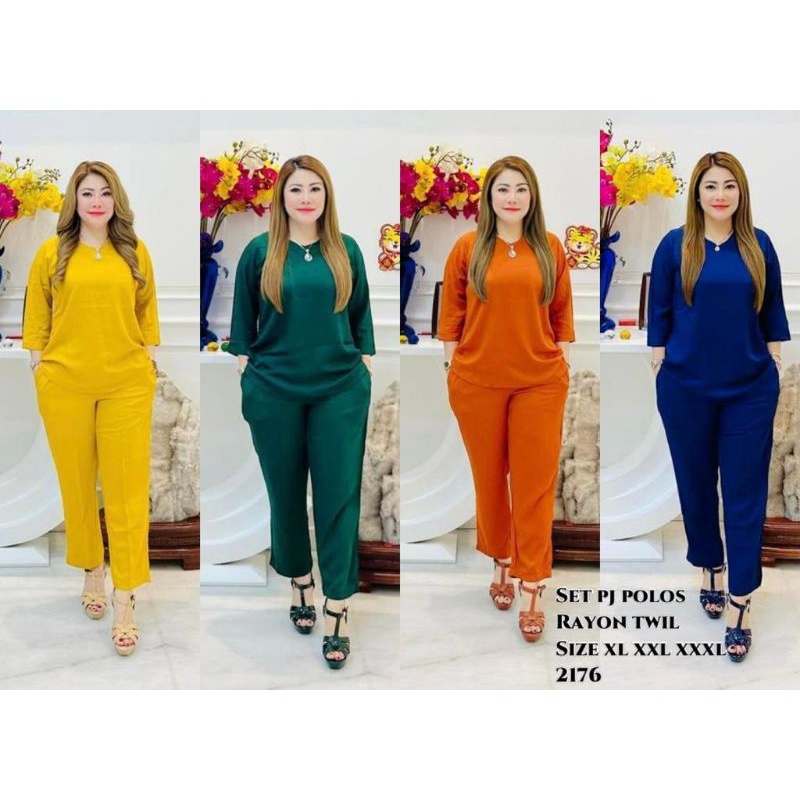 2176 Set Rayon twill Celana Panjang Polos / Setelan Rayon Twill Polos / Set Celana Rayon Twill / One