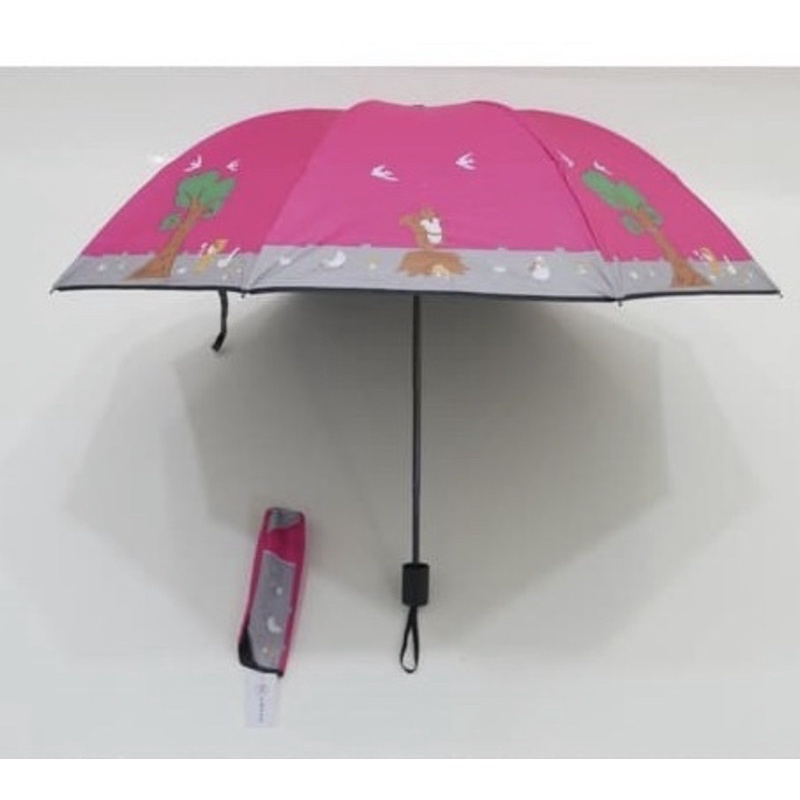 Payung Lipat 3 Nagoya Motif Tupai Pohon Umbrella Kode NF413