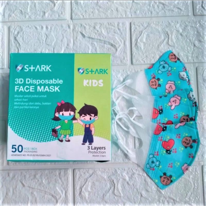 Masker Duckbill Anak karakter Stark mask 3D Disposable mask 50 pcs