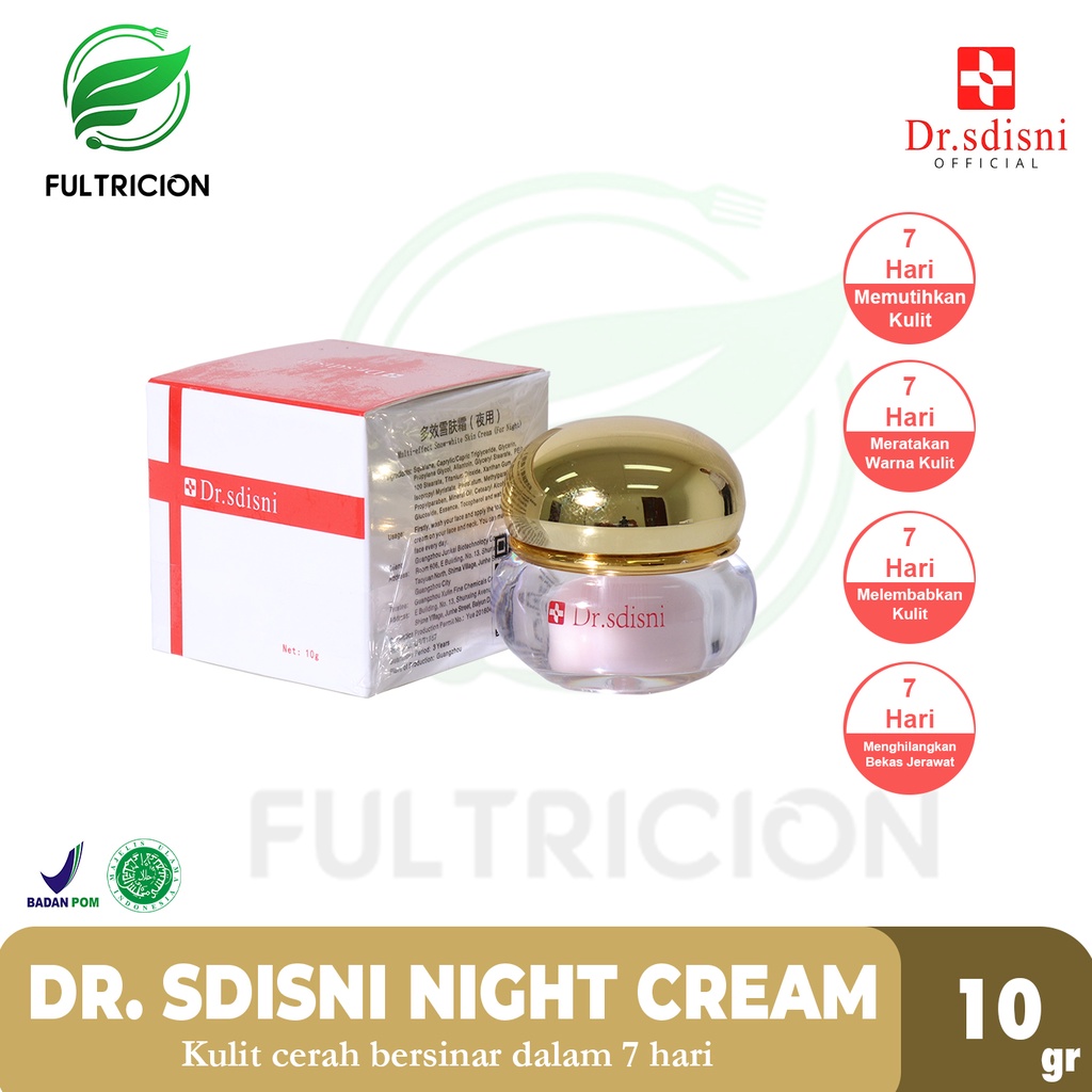 DR SDISNI CREAM MALAM PEMUTIH WAJAH GLOWING ANTI AGING AMAN UNTUK BUSUI DAN IBU HAMIL BPOM HALAL | D
