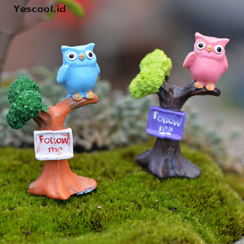 1 Pc Ornamen Miniatur Burung Hantu Bahan resin Untuk Taman bonsai