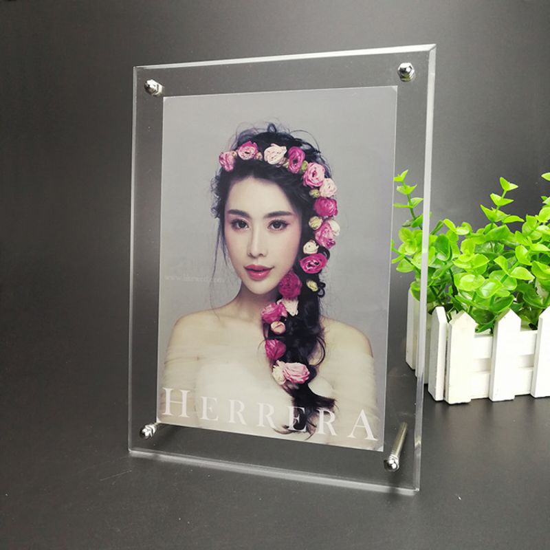 Frame Foto Akrilik A5 Acrylic Photo Table Top Bingkai Photo Stand Penyangga Kaki Metal Stainless