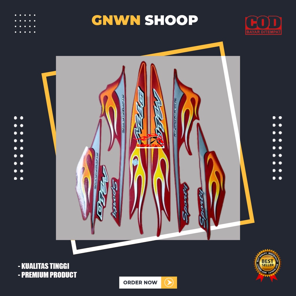 STRIPING MIO SPORTY 2006 BODY FULL MERAH MAROON STICKER YAMAHA MIO SPORTY