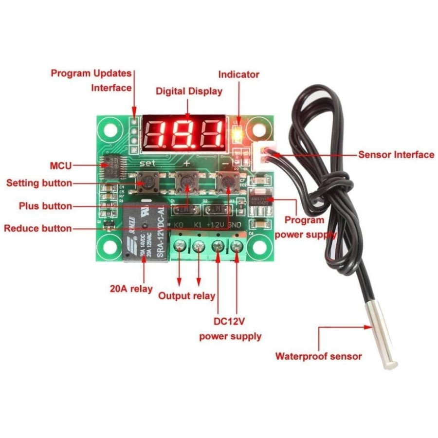 Digital Thermostat W1209 Modul Termostat Pengatur Suhu