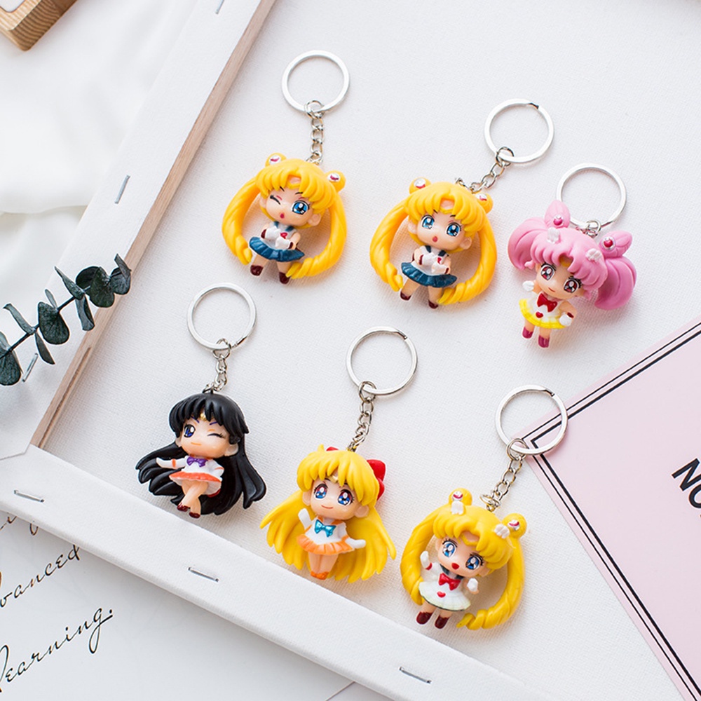 Needway  Men Sailor Moon Key Chain Kawaii Key Chains Anime Keyring Women Creative Gifts Japanese Anime Personality Cosplay Bag Pendants