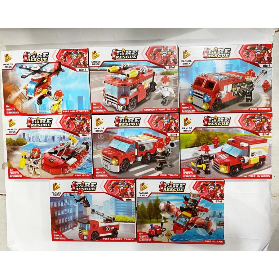 Bricks Lego Block Panlos Fire Rescue Combination Robot 8in1 638003