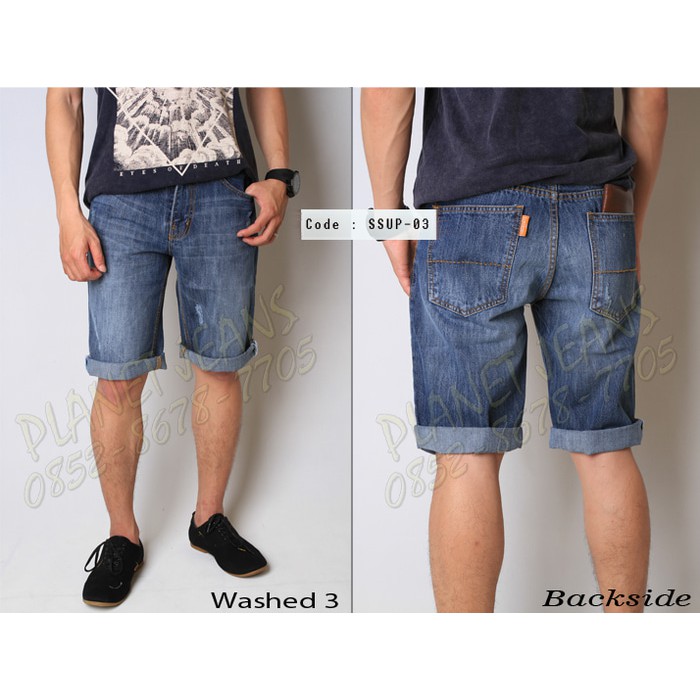 celana jeans pendek pria / superdry short denim - SS03