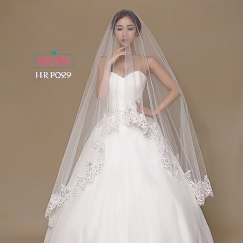 [BISA COD] SLAYER PENGANTIN WEDDING VEIL AKSESORIS PESTA BROKAT PUTIH HRP029