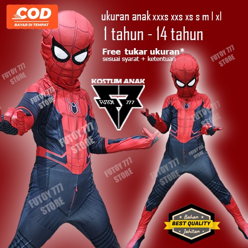 KOSTUM SPIDERMAN COSTUME FAR FROM HOME KOSTUM ANAK SPIDER MAN BAJU SPIDERMAN IMPOR IMPORT