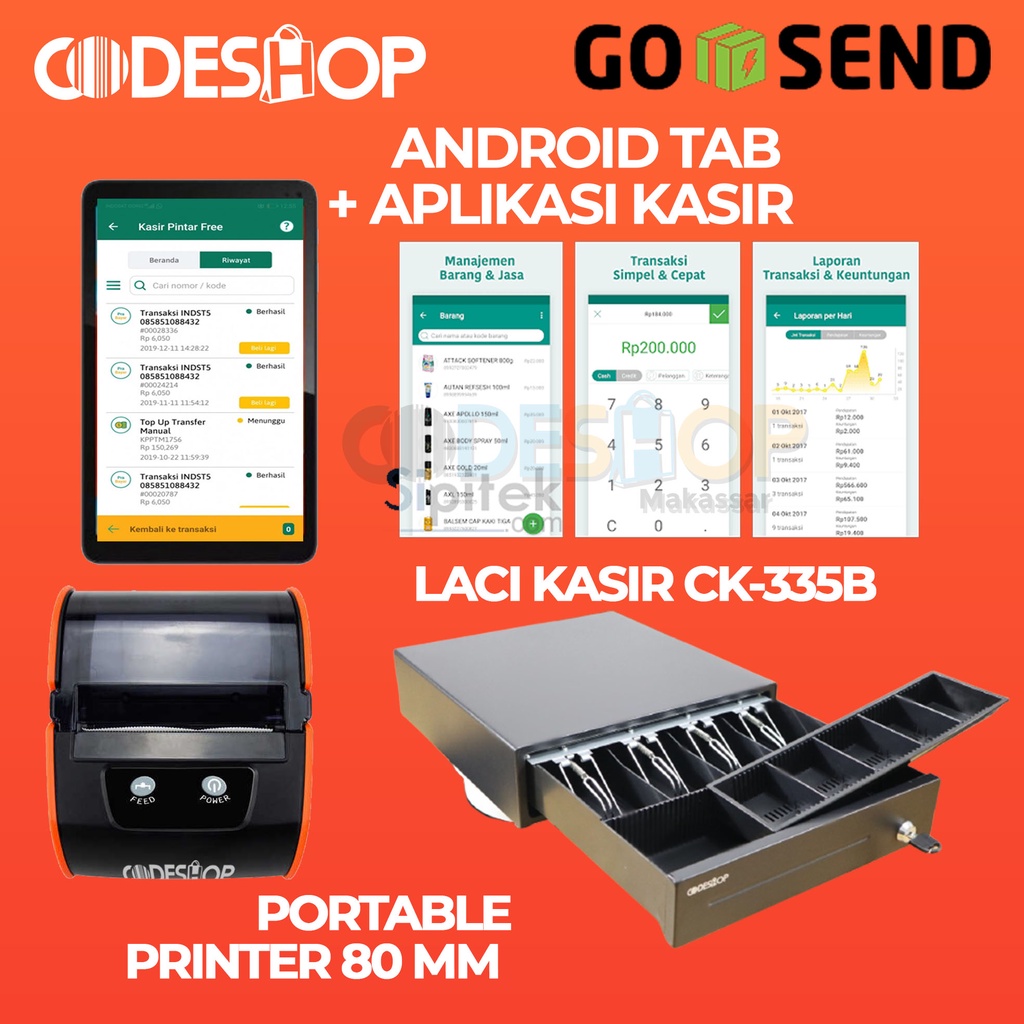 PAKET MESIN KASIR ANDROID UNTUK RESTORAN ATAU CAFE- KERTAS 80MM