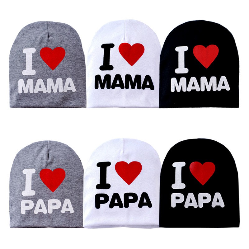 Topi Kupluk Anak Bayi Cinta Ortu ( I Love Mama Papa Baby Hat )