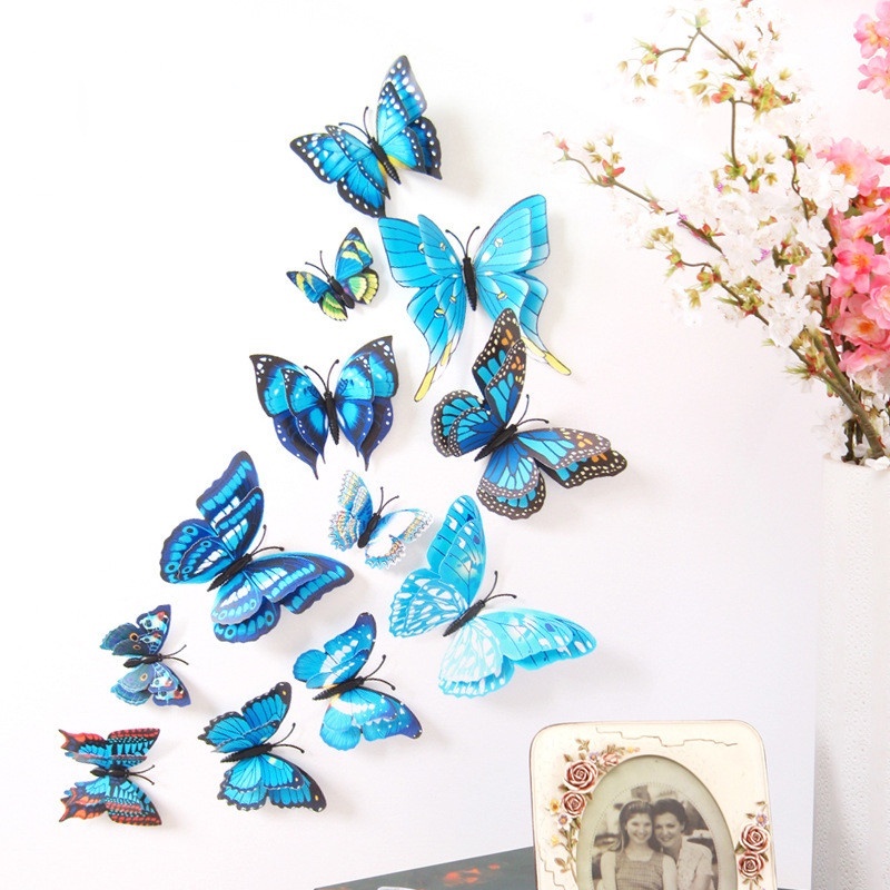 [ 3D double layer PVC Color simulation butterfly decoration For home living room  wedding  Children's Bedroom ]