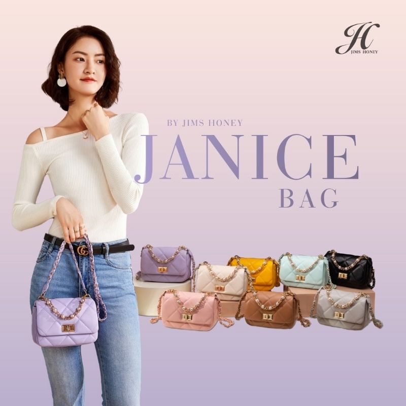 Jimshoney Surabaya - Janice Bag Jims Honey - Tas Pesta Mutiara Elegant - Tas Tali Rantai Impor - Tas