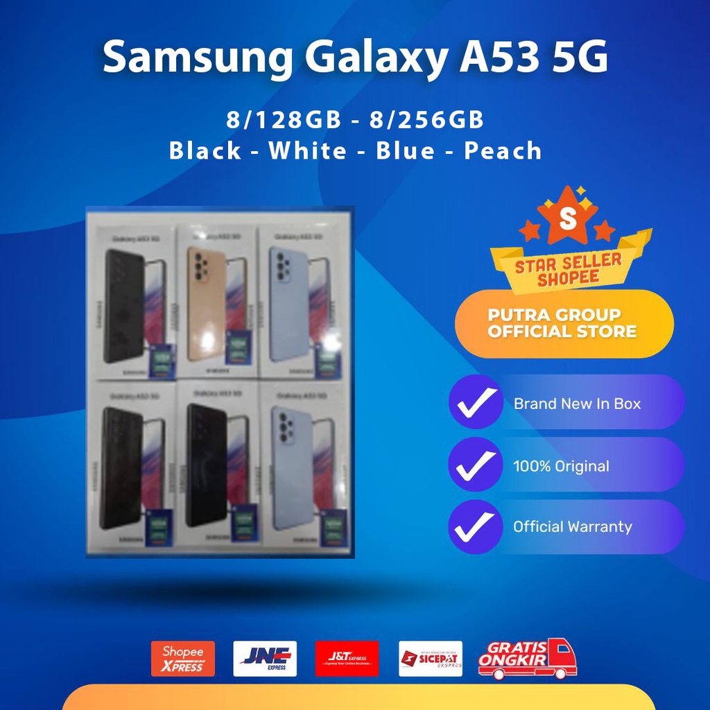 (RESMI) Samsung A53 5G 8/128GB 8/256GB 128 256 GB Black Peach Blue White SEIN