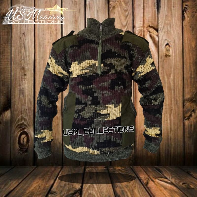 BP TSK SWEATER RAJUT LORENG ARMY / SWEATER RAJUT PRIA / SWEATER LORENG / HIJAU / HITAM