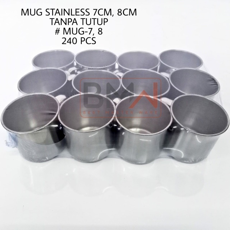 MUG STAINLESS / CANGKIR STAINLESS ISI 10 PCS FREE PACKING DUS VD