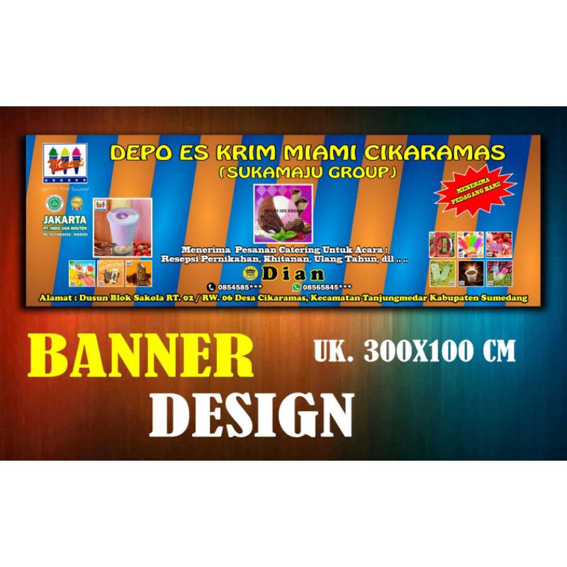 Jual Spanduk Banner Es Krim Miami, Jualan Es krim, Keren Bagus | Shopee