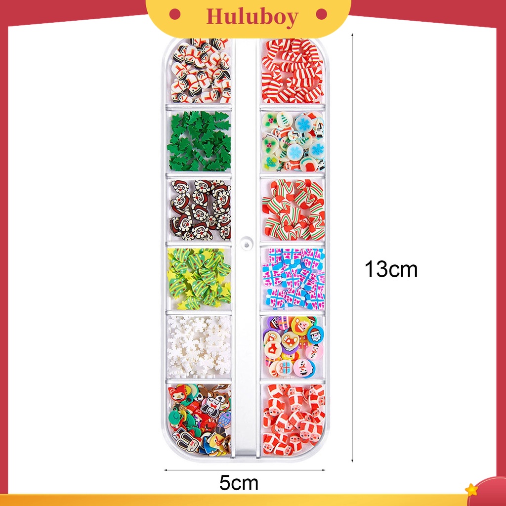 Huluboy Huluboy♡ 1 Kotak Dekorasi Nail Art 3D Bahan Polimer Desain Natal Untuk Wanita