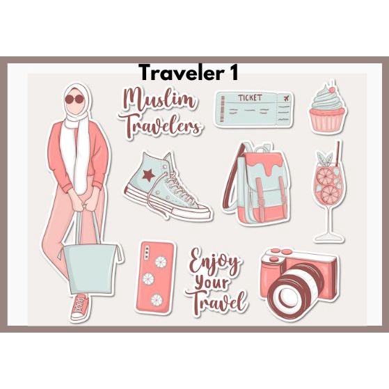 Sticker Hijab Travel Muslim Traveler Tumblr Stiker Aesthetic Murah Lucu