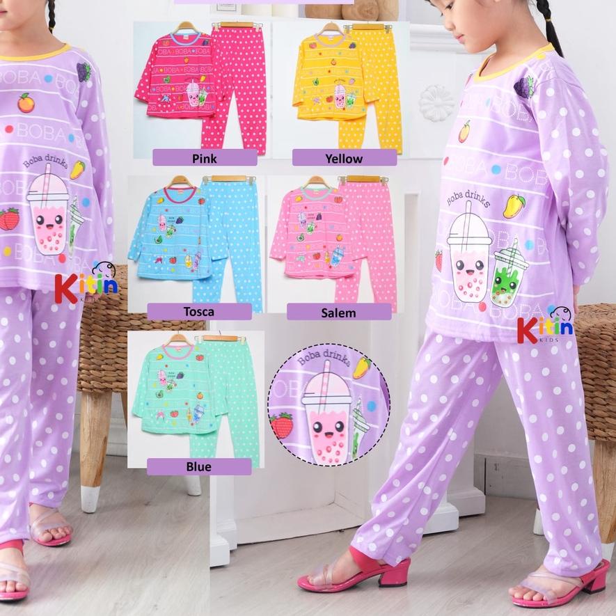 FN - SETELAN BAJU TIDUR DAN PIYAMA ANAK CEWEK/PEREMPUAN ABG JUMBO TANGGUNG 1-12 TAHUN MOTIF BOBA BUB