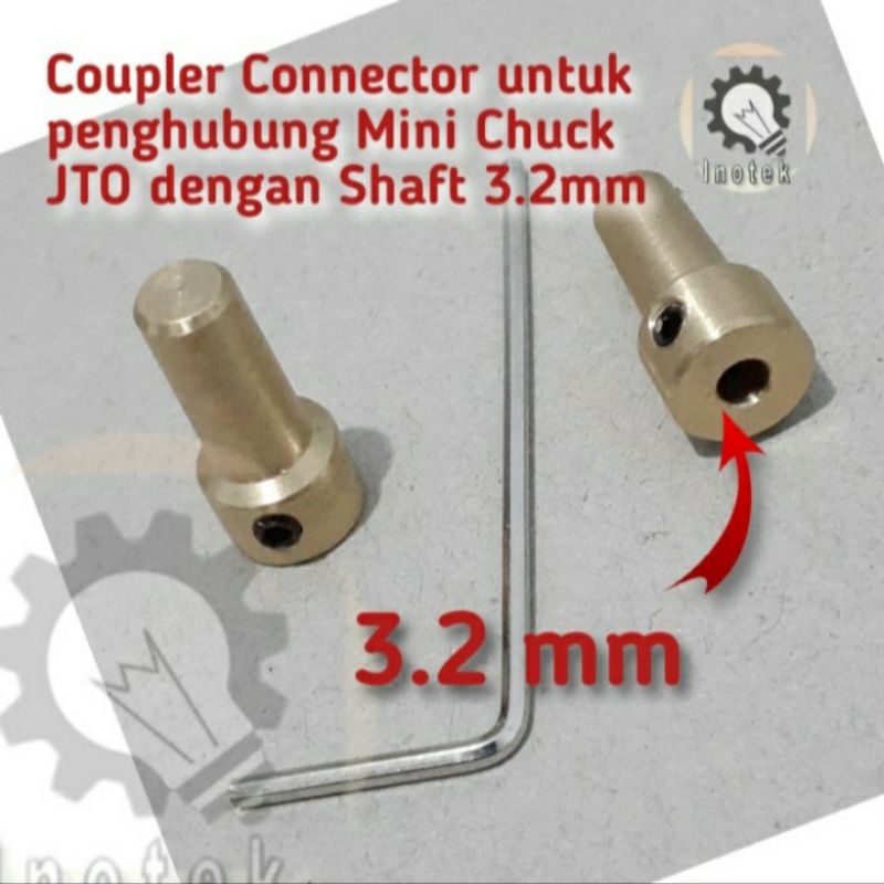 Arbor Connector 3.2mm ke Chuck Mini JTO Kepala Bor Mini JTO