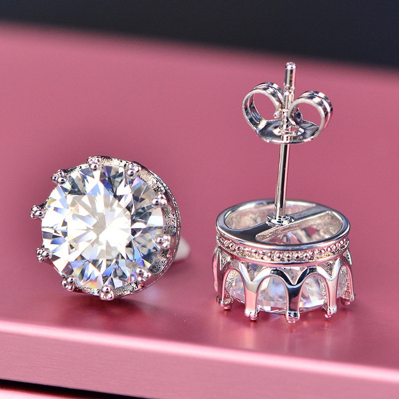 Fashion Simple Elegant Inlaid Diamond Crown Stud Earring